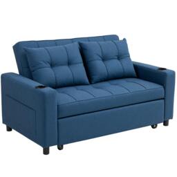 Rackhams 2 Seater Pull Out Sofa Bed with Pockets for Living Room, Dark Blue - thumbnail 2
