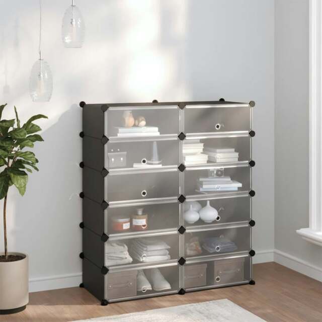 Rackhams Shoe Rack Black 94.5x36.5x106 cm PP