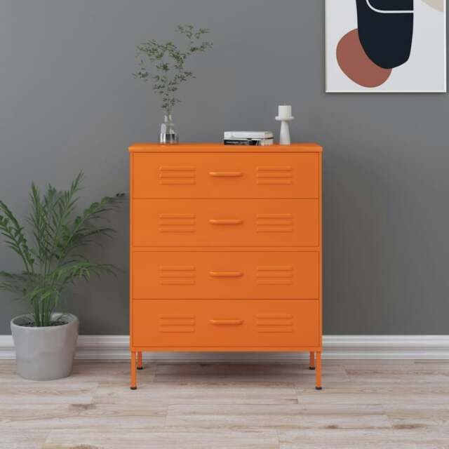 Rackhams Chest of Drawers Orange 80x35x101.5 cm Steel