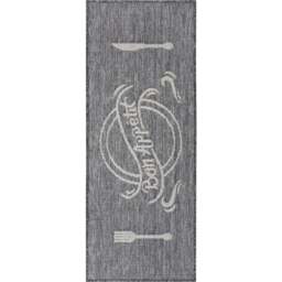 Rackhams Kitchen Bon Appetit Grey Runner Flatweave Rug - 62X150 cm