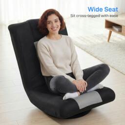 Rackhams Folding Floor Chair, Floor Sofa with Adjustable Backrest, Wide Seat - 1 - Black - Contemporary - thumbnail 5