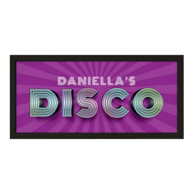 Rackhams Personalised Disco Wall Art Print - Framed Retro Sign for Home or Party - image 1