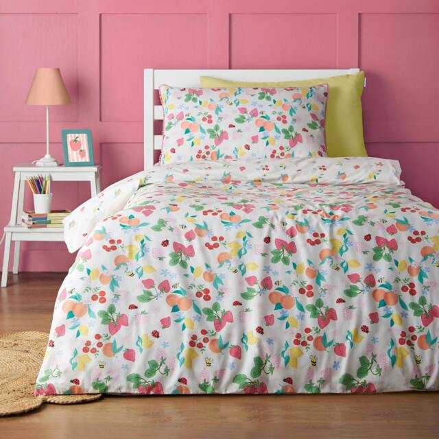 Rackhams Fruity Friends Reversible Duvet Cover Set Bright - Single - Bright - image 1