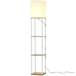 Rackhams Modern Floor Lamp with Shelves and Fabric Lampshade - thumbnail 2