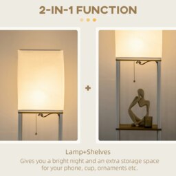 Rackhams Modern Floor Lamp with Shelves and Fabric Lampshade - thumbnail 5