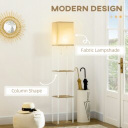 Rackhams Modern Floor Lamp with Shelves and Fabric Lampshade - thumbnail 4