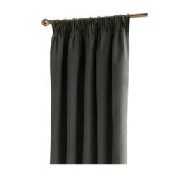 Rackhams Ultimate Velvet Pencil Pleat Curtains - Charcoal - 229cm x 229cm - Charcoal - 100% Polyester - thumbnail 1