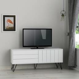 "Rackhams Picadilly Modern TV Unit Multimedia Centre Storage Cabinet 139cm for 55"" TV - White"