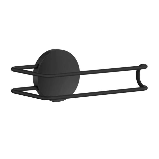 Rackhams Black Stainless Steel Toilet Roll Holder Self Adhesive Bathroom Wall Mounted - image 1
