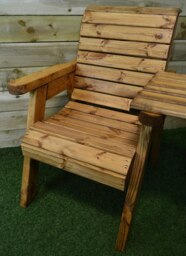 Rackhams Hand Made 2 Seater Chunky Rustic Wooden Garden Furniture Love Seat with Tray Assembled - thumbnail 6