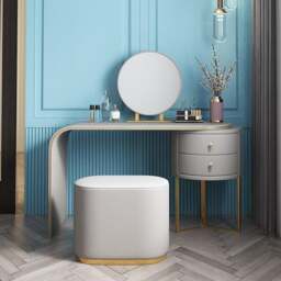 Rackhams Noorali Dressing Table with Mirror, More Colors Available - 100cm - Grey - With Stool - thumbnail 5