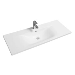Rackhams 5089 Ceramic 121cm Thin-Edge Inset Basin with Dipped Bowl - White - Ceramic - 121cm - thumbnail 2