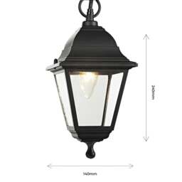 Rackhams Matt Black Cast Aluminium IP44 Outdoor Hanging Lantern - thumbnail 3