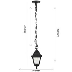 Rackhams Matt Black Cast Aluminium IP44 Outdoor Hanging Lantern - thumbnail 4
