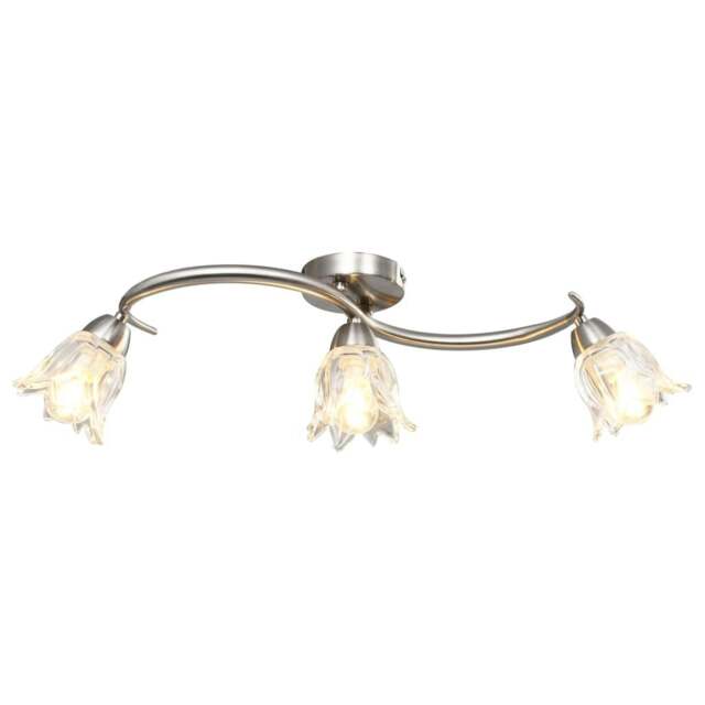 Rackhams Ceiling Lamp with Transparent Glass Shades for 3 E14 Bulbs Tulip