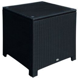 Rackhams Side Table Furniture Tempered Glass Garden Patio Wicker Brown - 64cm x 64cm x 68cm - Mixed Brown - Rattan,Metal - thumbnail 6