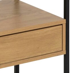 Rackhams Randolf Square Bedside Table with 1 Drawer in Black and Oak - 1 - Black - Manufactured wood,Powder coated Steel,Glass - thumbnail 6