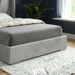 Rackhams Bellini Wide Curved Winged Upholstered Soft Velvet Bed Frame - Grey - Grey - Single - thumbnail 3