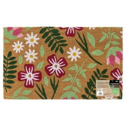 Rackhams Eco-Friendly Latex Backed Coir Entrance Doormat, 45x75cm - Flowers - thumbnail 1