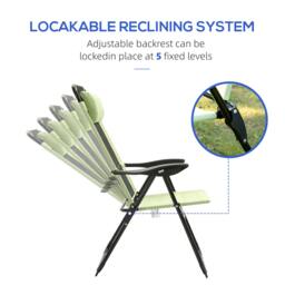 Rackhams Garden Chairs Set of 2 Folding Camping Chair Recliners, Green - thumbnail 5