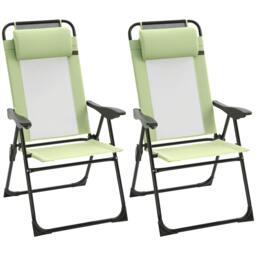 Rackhams Garden Chairs Set of 2 Folding Camping Chair Recliners, Green - thumbnail 2