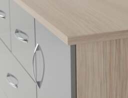 Rackhams Nevada 5 Drawer Low Wardrobe - Grey Gloss and Light Oak - thumbnail 4