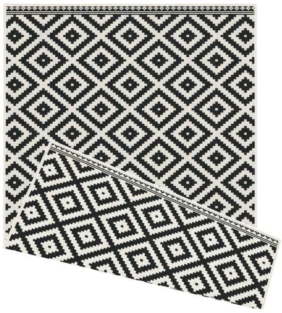 Rackhams Duo Weave Diamond Outdoor Black Rug - 160X230 cm - image 1