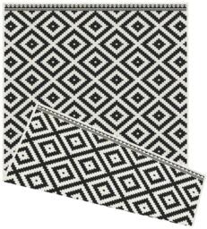 Rackhams Duo Weave Diamond Outdoor Black Rug - 160X230 cm - thumbnail 1