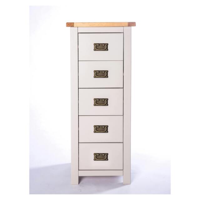 Rackhams Argenta 5 Drawer Narrow Chest of Drawers Bras Drop Handle - Light Grey - image 1