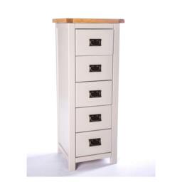 Rackhams Argenta 5 Drawer Narrow Chest of Drawers Bras Drop Handle - Light Grey - thumbnail 2