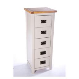 Rackhams Argenta 5 Drawer Narrow Chest of Drawers Bras Drop Handle - Light Grey - thumbnail 3