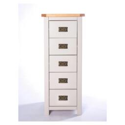 Rackhams Argenta 5 Drawer Narrow Chest of Drawers Bras Drop Handle - Light Grey