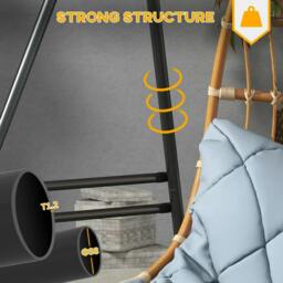 Rackhams Hammock Chair Stand, Hanging Heavy Duty Metal Frame Hammock Stand for Hanging Hammock Air Porch Swing Chair, Egg Chair, Black - thumbnail 4