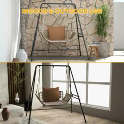 Rackhams Hammock Chair Stand, Hanging Heavy Duty Metal Frame Hammock Stand for Hanging Hammock Air Porch Swing Chair, Egg Chair, Black - thumbnail 5