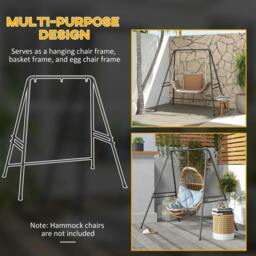 Rackhams Hammock Chair Stand, Hanging Heavy Duty Metal Frame Hammock Stand for Hanging Hammock Air Porch Swing Chair, Egg Chair, Black - thumbnail 6