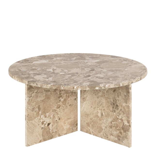 Rackhams Vega Round Coffee Table with Brown Marble Top 90cm - 1 - Latte brown Marble - Brown - image 1