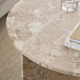 Rackhams Vega Round Coffee Table with Brown Marble Top 90cm - 1 - Latte brown Marble - Brown - thumbnail 6