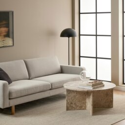 Rackhams Vega Round Coffee Table with Brown Marble Top 90cm - 1 - Latte brown Marble - Brown - thumbnail 3