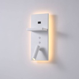Rackhams 3 Watt White Bedroom Wall Light With Reading Light - USB & Wireless Charging - thumbnail 2