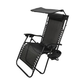 Rackhams Multi Position Garden Gravity Relaxer Chair Sun Lounger with Sun Canopy in Black - SunLoungers - thumbnail 3