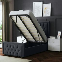 Rackhams Allegra Ottoman Bed with Upholstered Headboard - Grey (Steel) - Small Double / 4ft - thumbnail 5