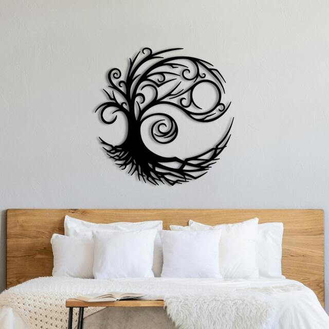 Rackhams Tree of Life Botanical Metal Wall Decor 60x60 - Metal - Black - image 1