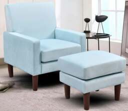 Rackhams Bella Plush Velvet Chair with Footstool - A Luxurious and Comfortable Addition to Your Living Space - Teal