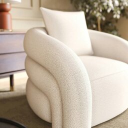 Rackhams Sadiq Armchair With Cushion, White Boucle - Style 4 - Style 4 - thumbnail 3