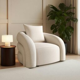 Rackhams Sadiq Armchair With Cushion, White Boucle - Style 4 - Style 4 - thumbnail 2