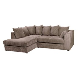 Rackhams Dylan Jumbo Cord 4 Seater Fabric Corner Sofa in Chocolate - Left Hand Corner - thumbnail 4