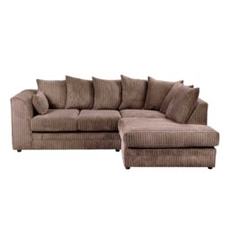 Rackhams Dylan Jumbo Cord 4 Seater Fabric Corner Sofa in Chocolate - Left Hand Corner - thumbnail 5