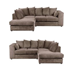 Rackhams Dylan Jumbo Cord 4 Seater Fabric Corner Sofa in Chocolate - Left Hand Corner - thumbnail 2