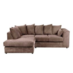 Rackhams Dylan Jumbo Cord 4 Seater Fabric Corner Sofa in Chocolate - Left Hand Corner - thumbnail 1