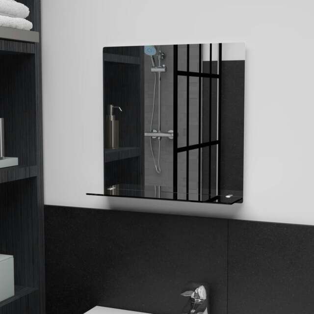 Rackhams Wall Mirror with Shelf 40x40 cm Tempered Glass